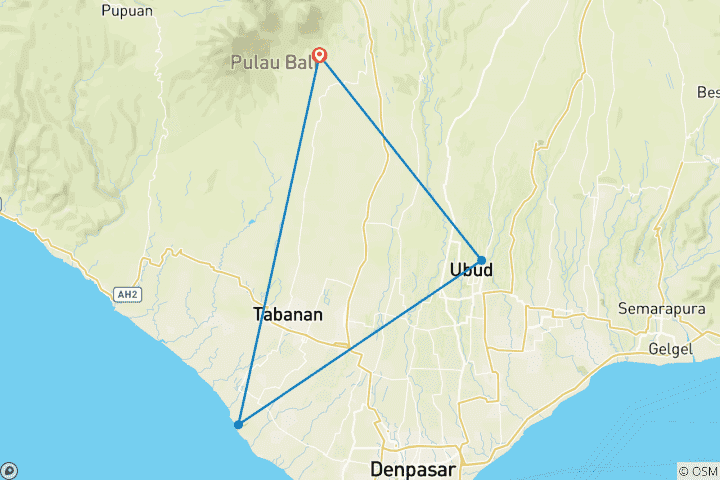 Kaart van Verbazingwekkende Bali Cultuur Tour 3-daagse tour (prive & All-Inclusive)