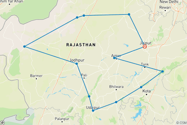 Kaart van Echt Rajasthan