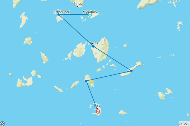Map of Sail Greece: Mykonos to Santorini