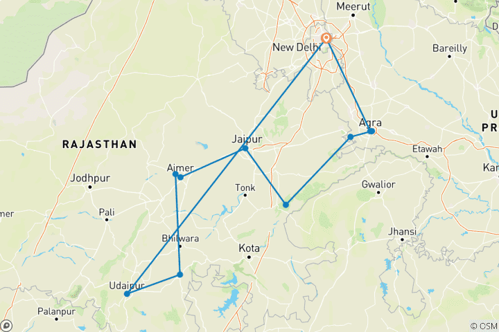 Carte du circuit Circuit au Rajasthan avec Ranthambore