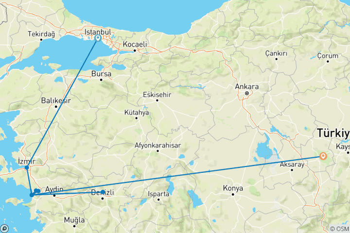 Karte von Wunderbare Türkei mit Kappadokien, private Tour