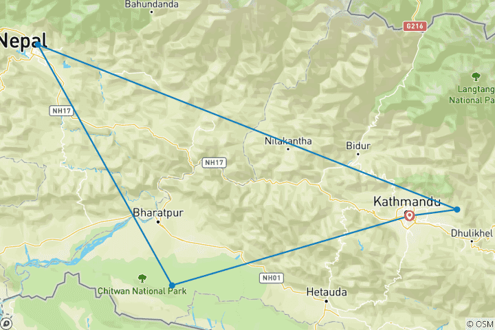 Karte von Nepal Luxus-Rundreise