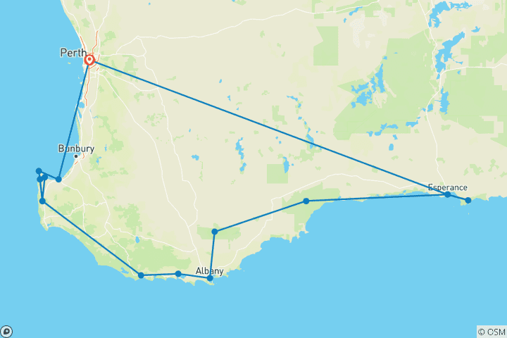 Carte du circuit Circuit privé de luxe de 6 jours en Australie-Occidentale