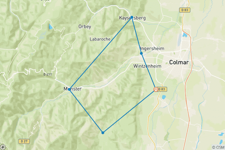 Carte du circuit À travers les vignobles et les sommets vosgiens (7 jours)
