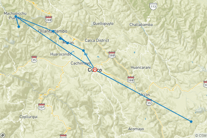 Map of Cultural Cusco - Machu Picchu and Rainbow Mountain
