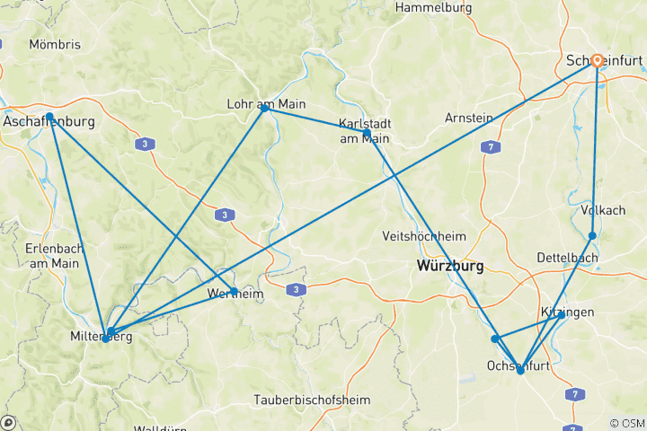 Kaart van Hoofdreis: Wijnbouwersreis (8 dagen)