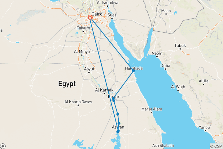 Carte du circuit L'Égypte immortelle - 9 jours (visite du GEM - hébergement 5 étoiles)