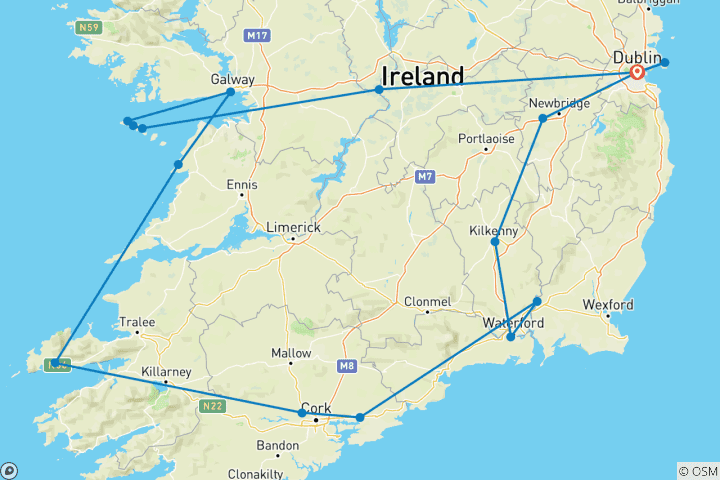 Carte du circuit Légendes irlandaises - 10 jours/9 nuits