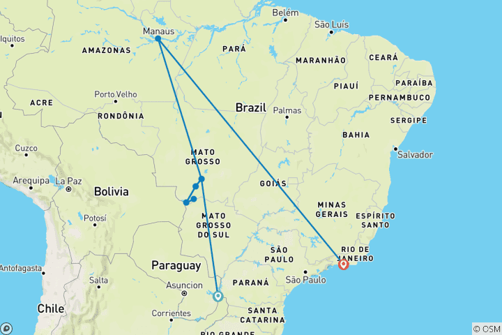 Karte von Pantanal - 16 Tage Erlebnisreise