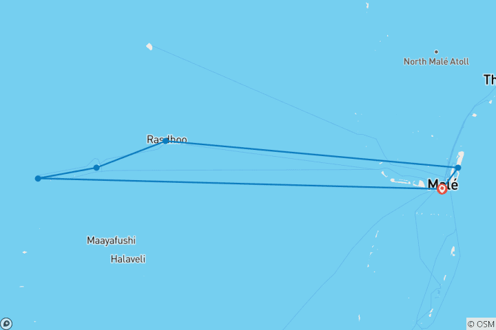 Map of Customized 7 Days Maldives Fully Guided Vacation, Daily Start & Private Guide