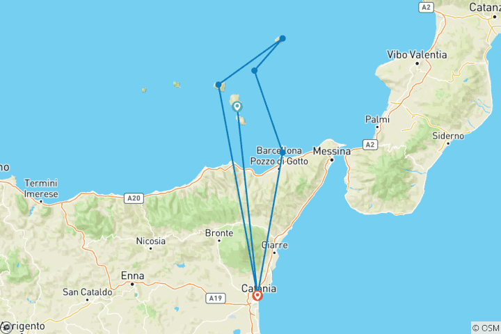 Carte du circuit Randonnée dans les îles Éoliennes (8 jours)