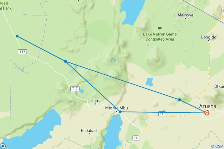 Carte du circuit Tanzanie Family Journey : un safari dans le Serengeti National Geographic