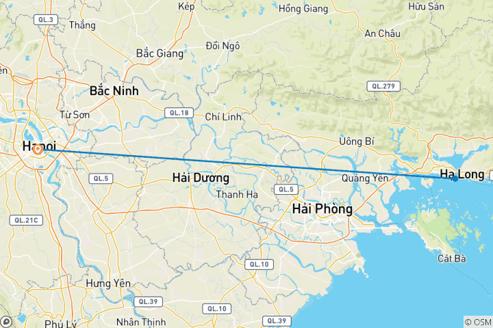 Map of Hanoi - Halong Full Day Tour