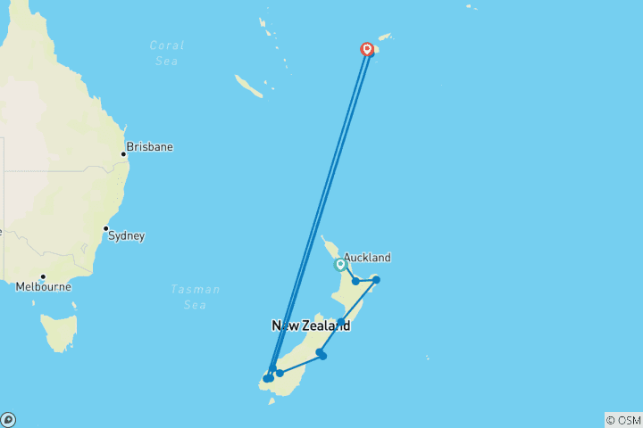 Karte von Unabhängiges Neuseeland mit Fidschi