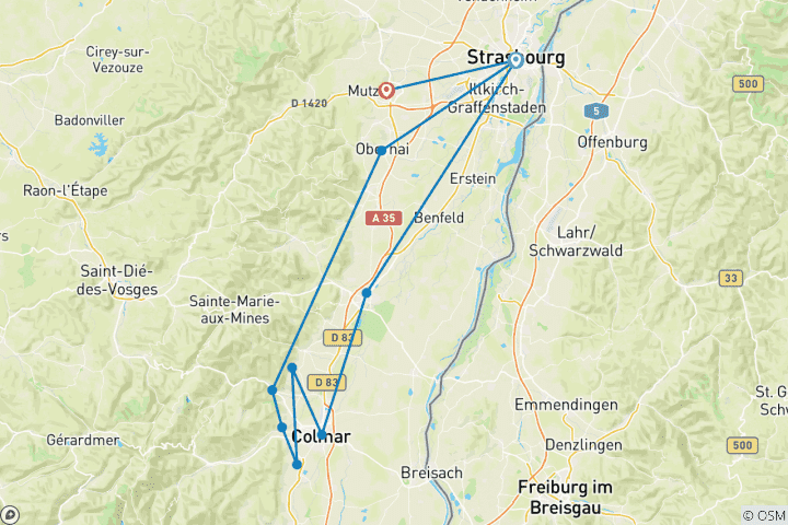 Carte du circuit L'Alsace de charme (6 jours)