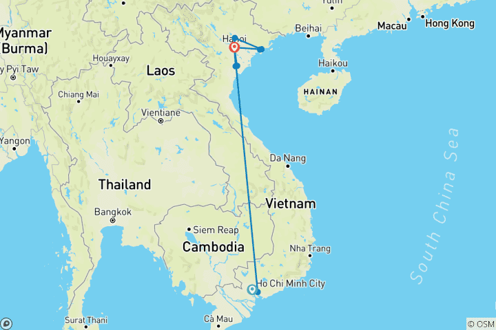 Karte von Vietnam Pauschalreise 6 Tage