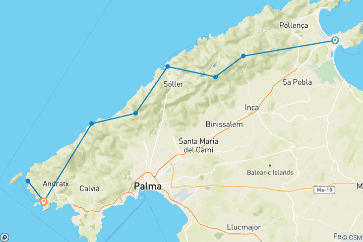 Map of Mallorca - on the GR221 (9 days)