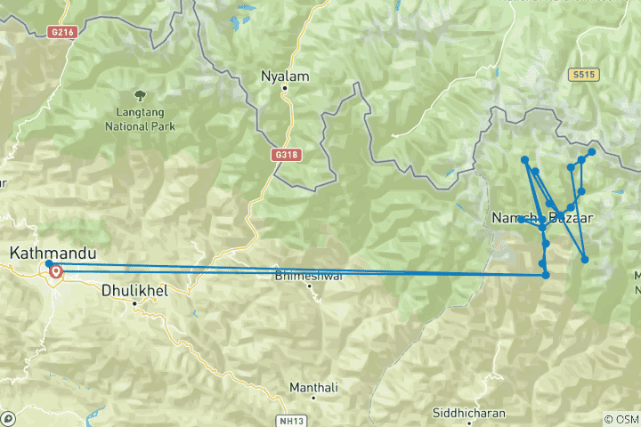 Map of 15 Days Gokyo & Everest Base Camp Trek Itinerary & Cost
