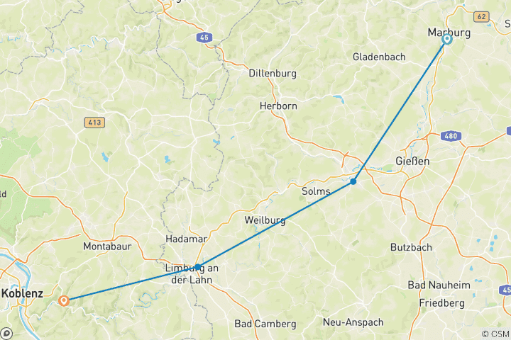 Karte von Lahn-Radweg: Die Kurze (5 Tage)