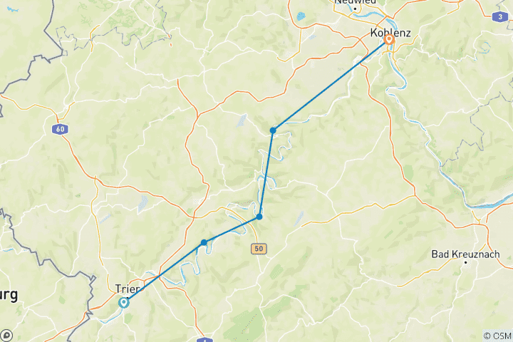Kaart van Moezel: Varen vooruit (6 dagen)