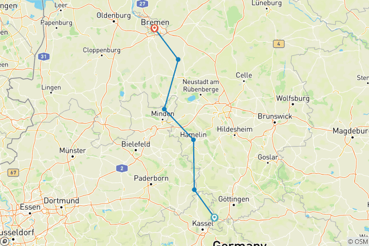 Karte von Weser: Die Sportliche von Hann. Münden nach Bremen (7 Tage)