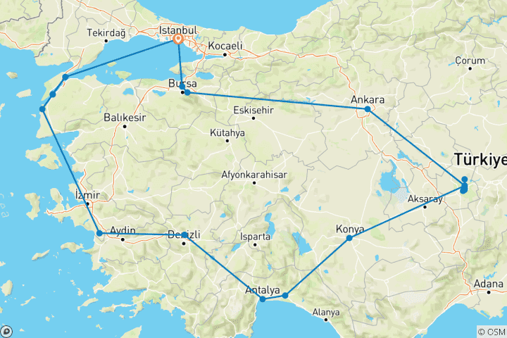 Carte du circuit Trésors de Turquie (Classique, avec Anzac)