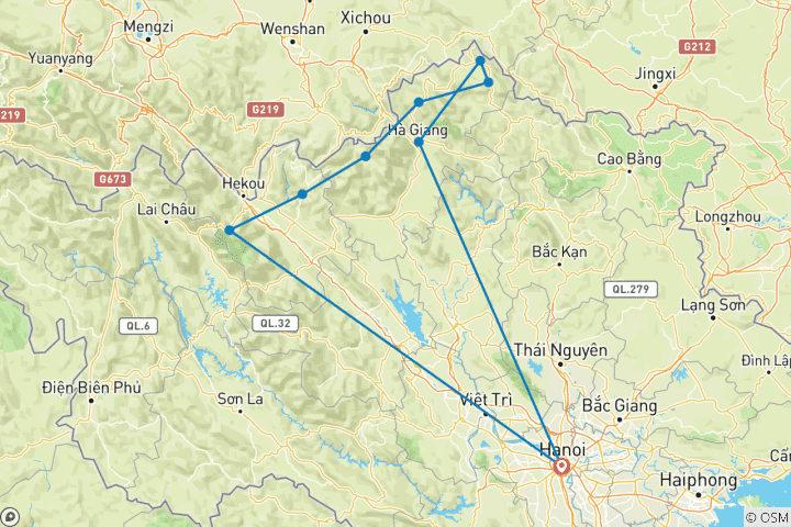 Kaart van Ha Giang Sapa Tour 8 Dagen 7 Nachten