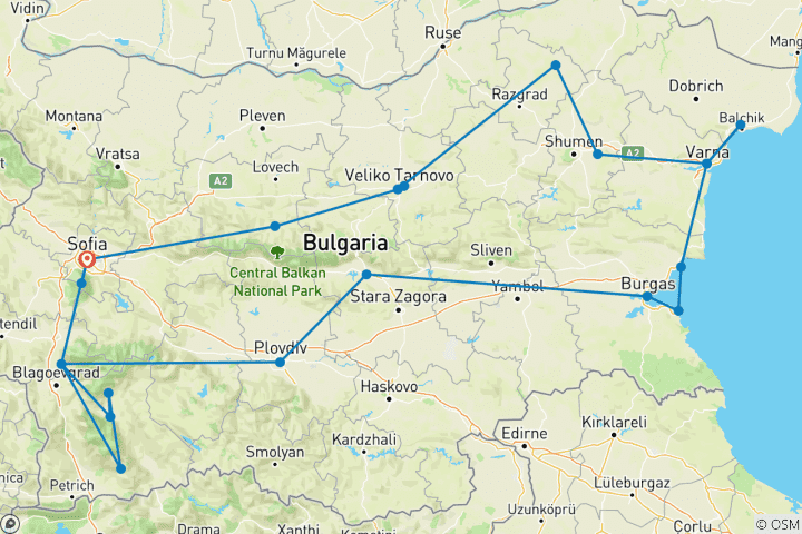 Karte von Go Local: Das Beste aus Bulgarien, Selbstfahrer