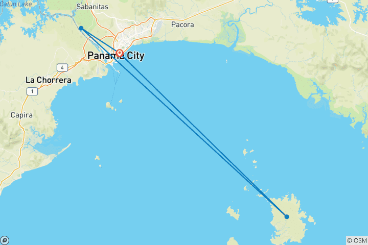 Carte du circuit Circuit sur mesure de 7 jours au Panama. Départ quotidien et guide privé