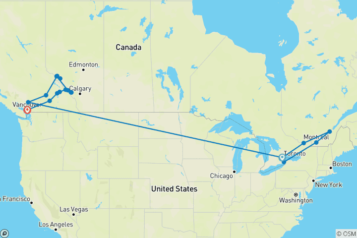 Carte du circuit Le meilleur du Canada