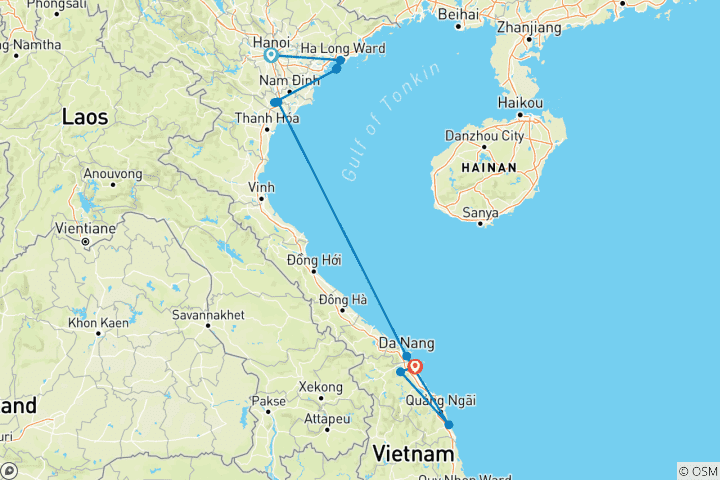 Map of Impressive Vietnam Tour 9 Days