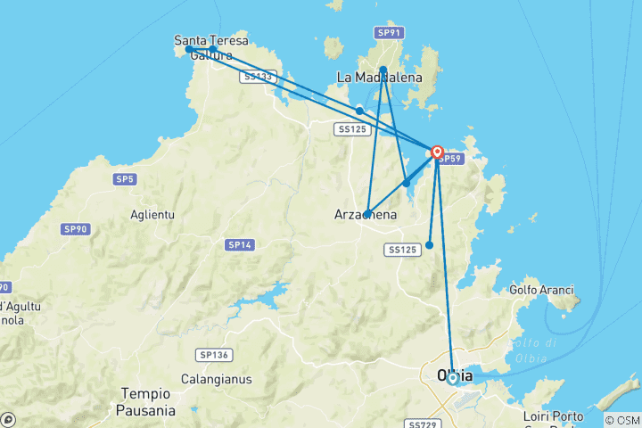 Karte von Sardinien gemütlich erwandern (8 Tage)