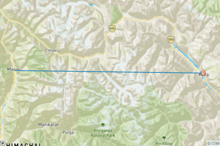 Map of 9-Day Spiti Valley – Photography Tour Of The Unforgettable Himalayas