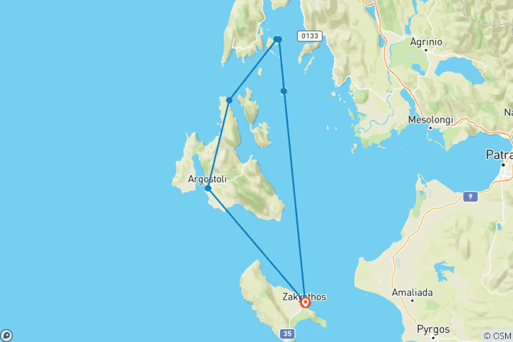 Map of Ionian Sailing Cruise - Zante (8 days)
