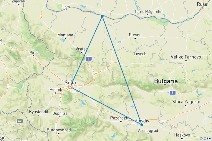 Carte du circuit Trek sur le sentier Orpheus, Bulgarie