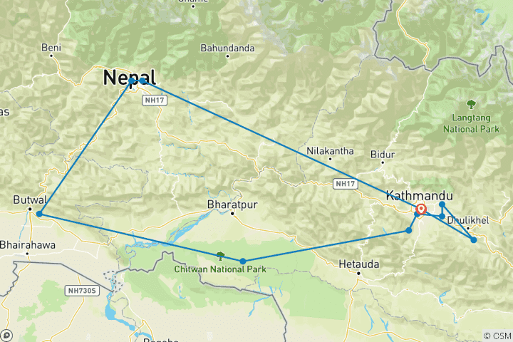 Karte von Das ehemalige Königreich zum Kennenlernen (11 Destinationen)
