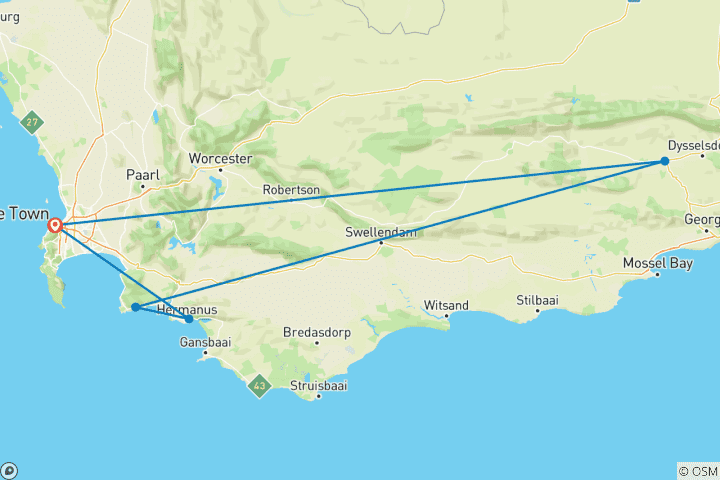 Map of Sanbona Wildlife Safari & Garden Route 5Days/4Nights