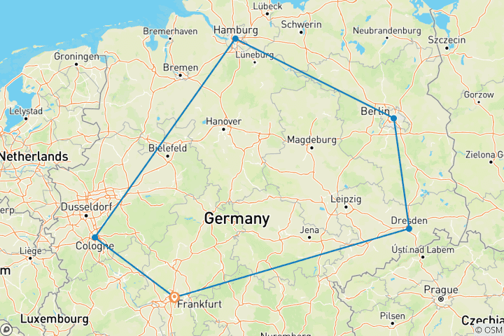 Mapa de Viaje familiar personalizado de 7 días a Alemania, con salida diaria y coche privado