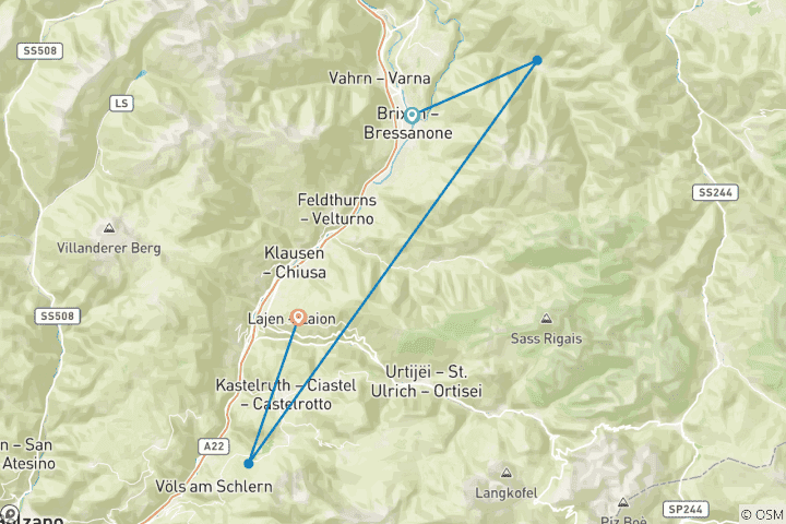 Carte du circuit Haut-Adige - Dolorama (7 jours)