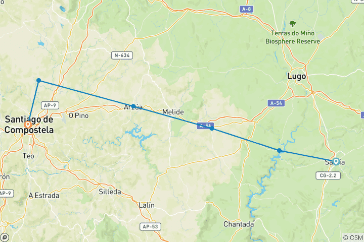 Karte von Französischer Jakobsweg von Sarria nach Santiago de Compostela (7 Tage)