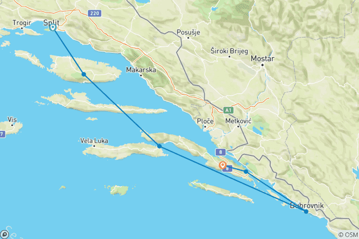 Mapa de Tesoros gastronómicos de Croacia en e - bike