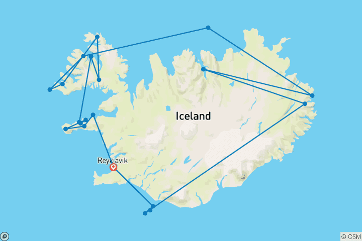 Carte du circuit Tour de l'Islande - M/V Sylvia Earle