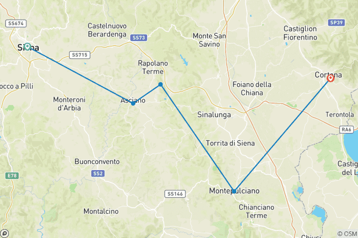 Map of Under the Tuscan sun - from Siena to Cortona (7 days)