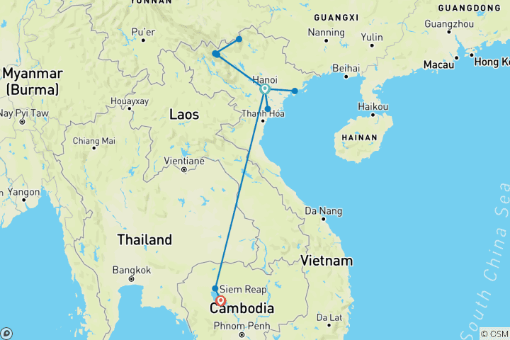 Kaart van Een 10-daagse ervaring in Vietnam & Cambodja