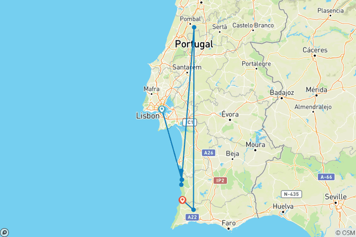 Kaart van Het visserspad - Rota Vicentina (7 dagen)