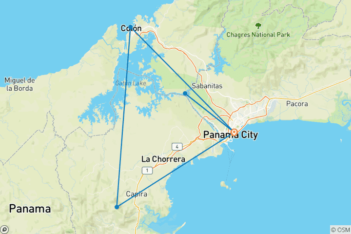 Karte von Höhepunkte Panama Reise (8 Tage)