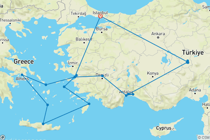 Map of 14 Days - Turkish Breeze & 4 Nights Iconic Aegeans