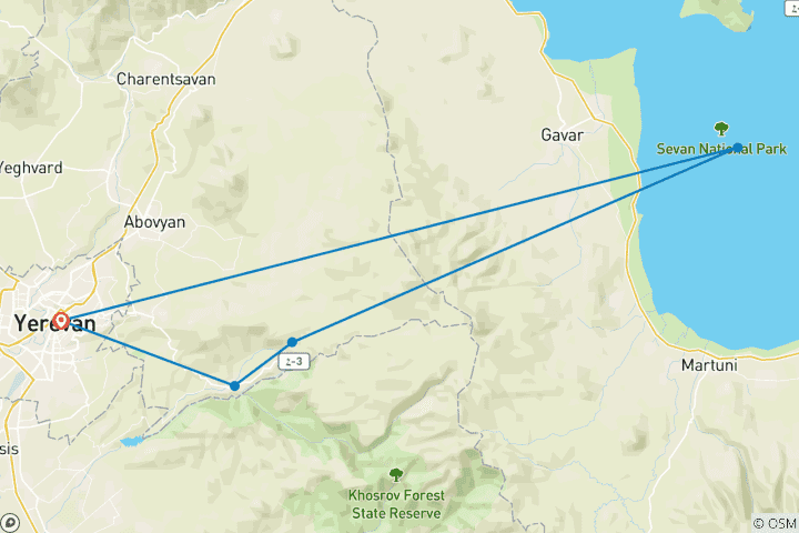 Map of Armenia - Group Guaranteed Tour - 3 days / 2 nights