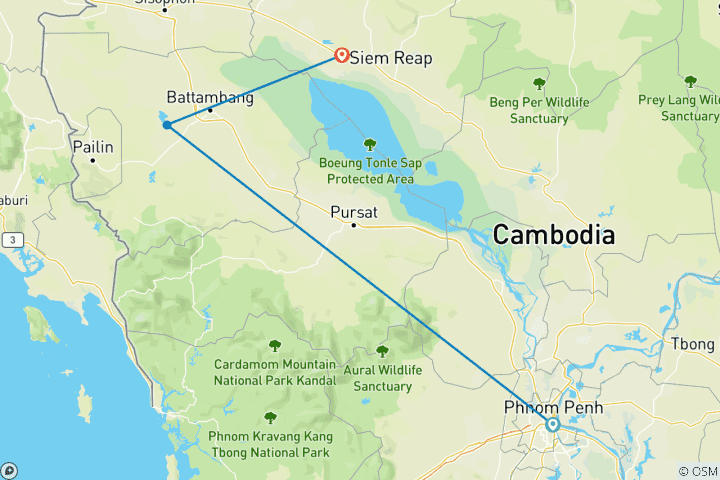 Map of The Best of Cambodia in 10 Days - Private Tour
