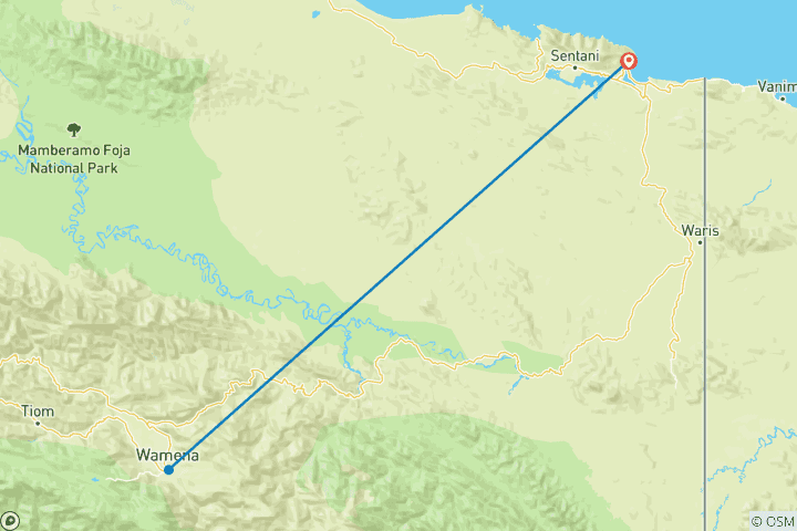 Kaart van Voetstappen door de PAPUA Balliem Vallei in 8 dagen